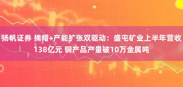扬帆证券 摘帽+产能扩张双驱动：盛屯矿业上半年营收138亿元 铜产品产量破10万金属吨