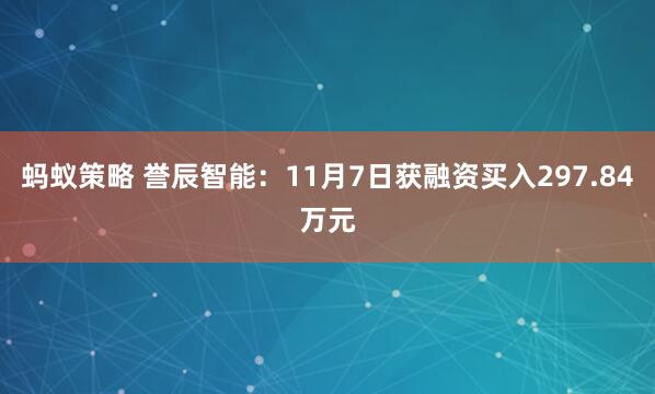 蚂蚁策略 誉辰智能：11月7日获融资买入297.84万元